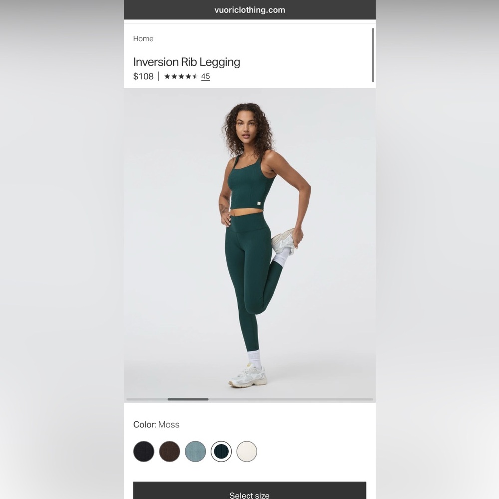 NWT Vuori Moss Ribbed Legging